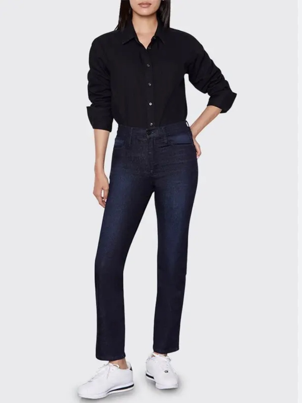 Frame Denim Slim Straight-Leg Jeans in Dark Indigo Wash - Picture 1 of 6